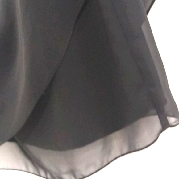 XSCAPE NWT BLACK ONE-SHOULDER RHINESTONE FLUTTER HEM MINI DRESS SIZE 6 - Picture 5 of 15